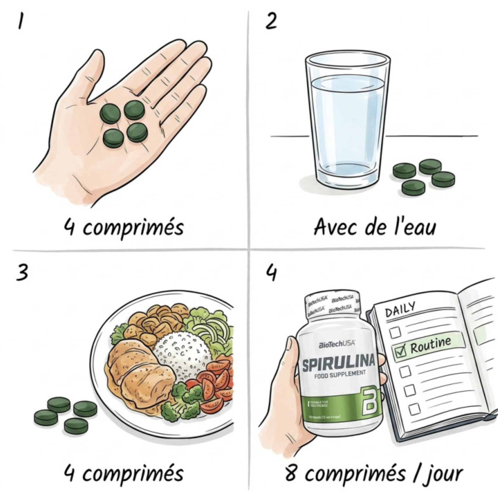 Spirulina – 100 Comprimés – Biotech USA Spirulina – 100 Comprimés – Biotech USA