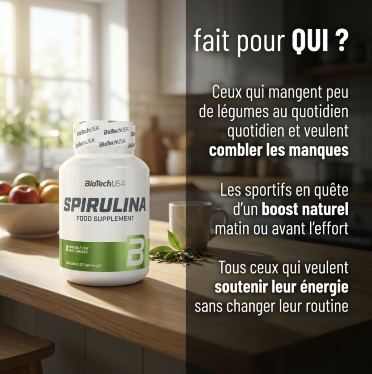 Spirulina – 100 Comprimés – Biotech USA Spirulina – 100 Comprimés – Biotech USA