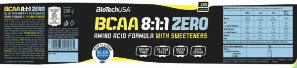 BCAA 8:1:1 Zéro -250g – Biotech USA