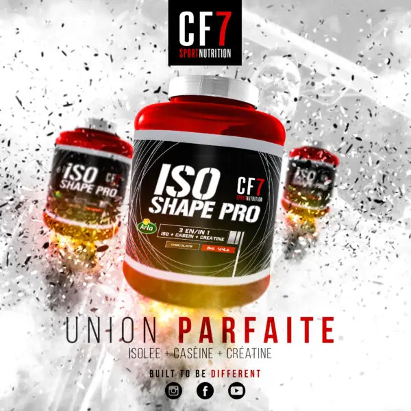 Iso Shape Pro 2 Kg – 3 en 1 – Iso + Caséine + Créatine (Assimilation Rapide et Progressive) – CF7