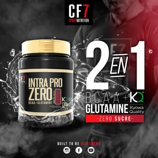 Intra Pro Zéro – 2 EN 1 – BCAA 8.1.1 et Glutamine – 500g – CF7