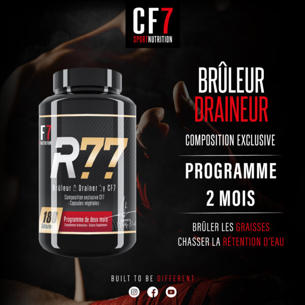 R77 Brûleur de Graisse – Draineur – Action Diurétique – 180 Gélules