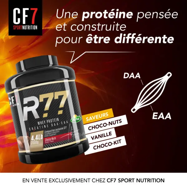 Protéine 2 Kg Whey R77 + EAA + DAA + Créatine – CF7