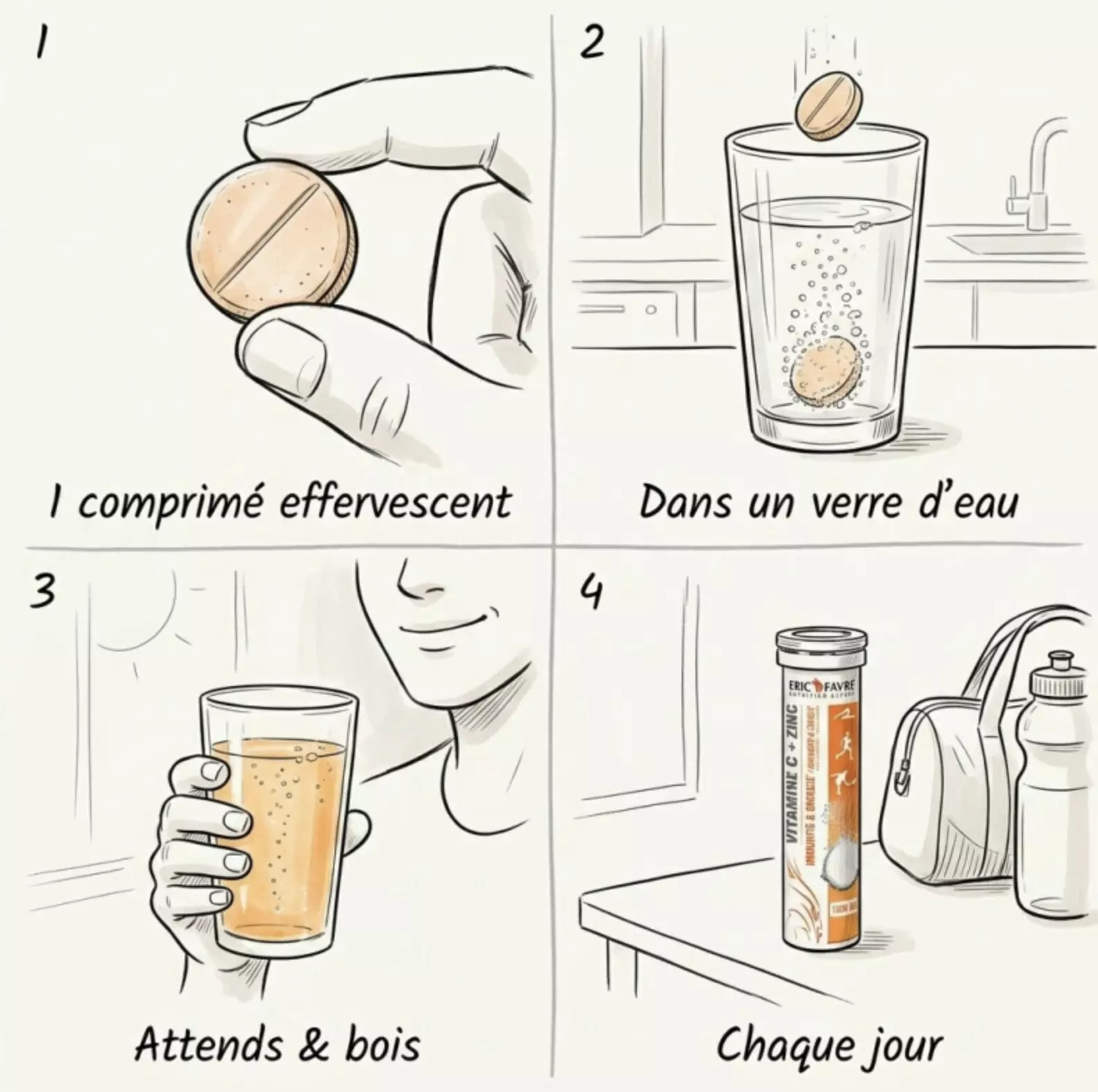 Vitamine C + Zinc – 20 Comprimés Effervescents – Orange – Eric Favre Vitamine C + Zinc – 20 Comprimés Effervescents – Orange – Eric Favre