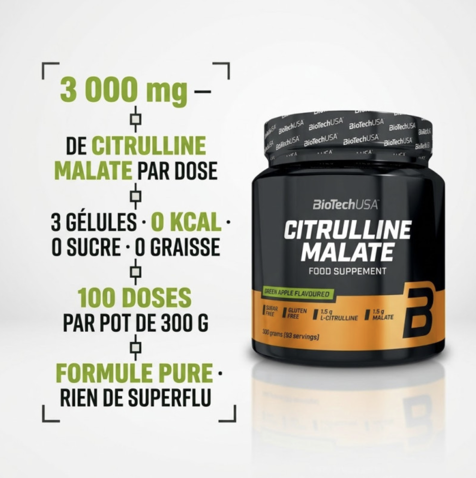 Citrulline Malate 300g – Neutre – Biotech USA Citrulline Malate 300g – Neutre – Biotech USA
