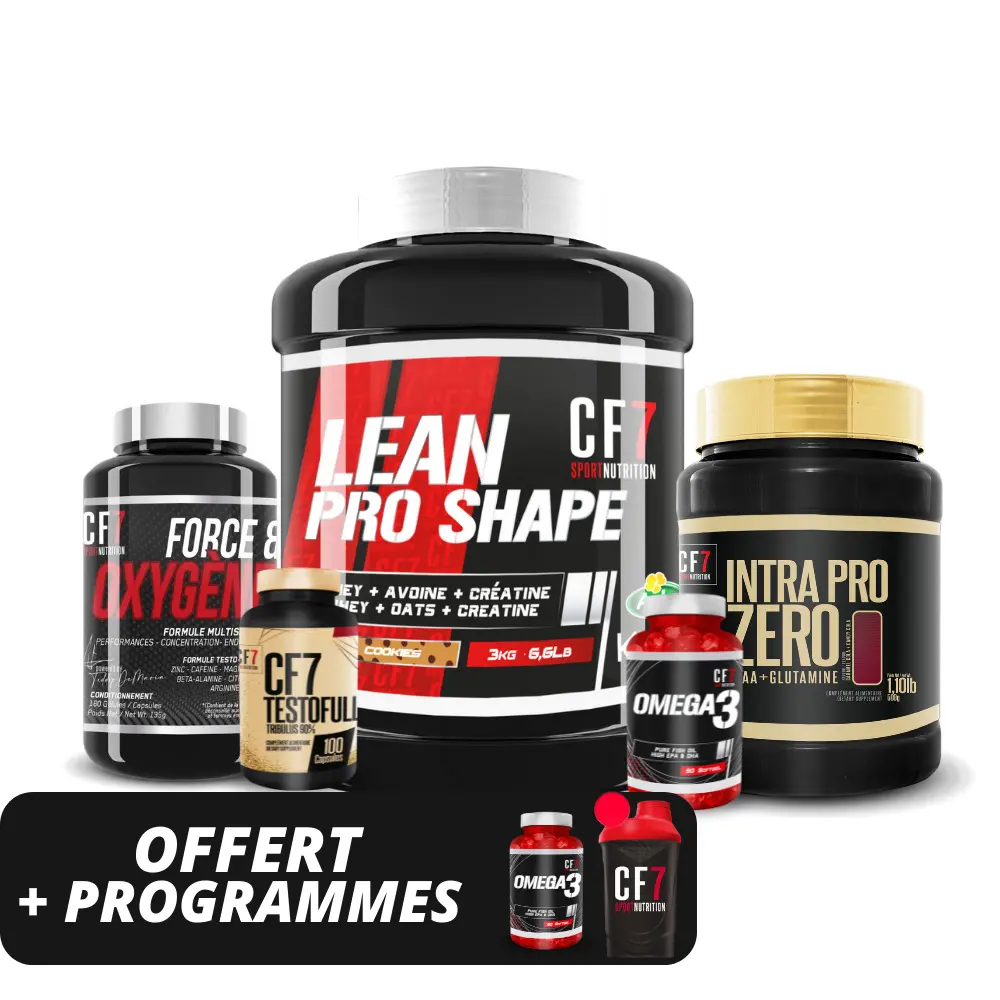 Lean Pro Shape 3Kg – Gainer à Indice Glycémique Bas – Whey + Avoine + Créatine – CF7