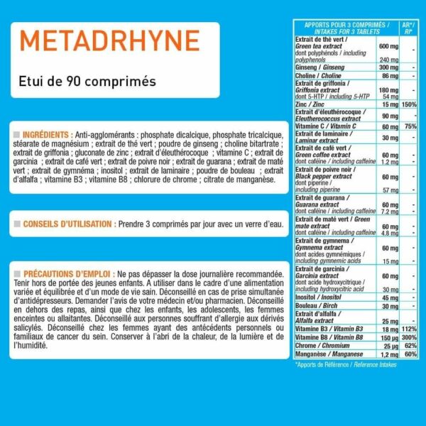 Metadhryne 90 Tablets – Brûleur de graisse – Eric Favre