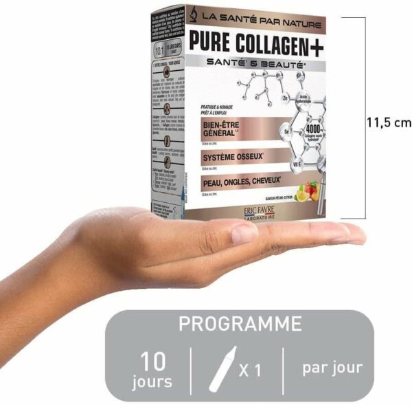 Pure Collagen +(Formule Liquide) – 10 Shots de 15ml – Pêche/Citron – Eric Favre