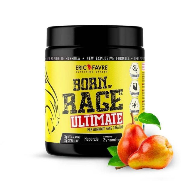 Born of Rage Ultimate 250g – Poire – Pré-workout sans créatine – Eric Favre