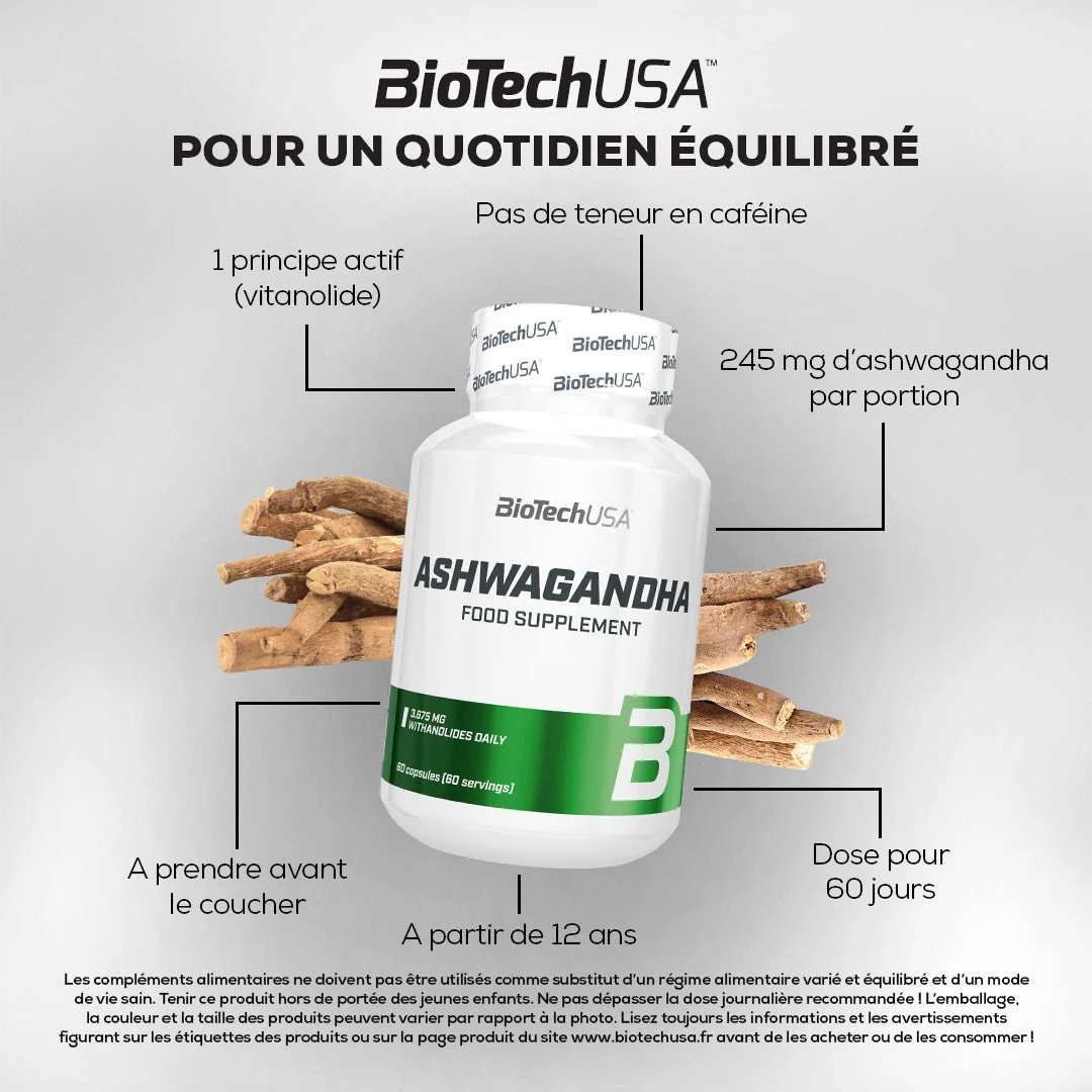 Ashwagandha – 60 Gélules – Biotech USA Ashwagandha – 60 Gélules – Biotech USA