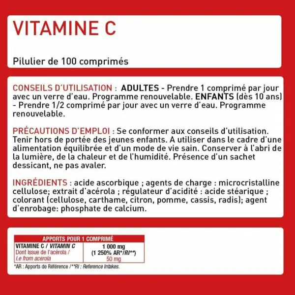 Vitamine C Vegan – Boostez Votre Tonus – 100 Comprimés – Eric Favre