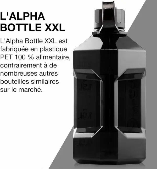 Gourde Alpha Bottle XXL – 2,4L – Smoke Black – Alpha Designs