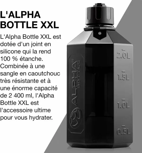 Gourde Alpha Bottle XXL – 2,4L – Smoke Black – Alpha Designs