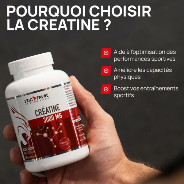 Créatine Monohydrate 3000mg – 120 Gélules – Eric Favre