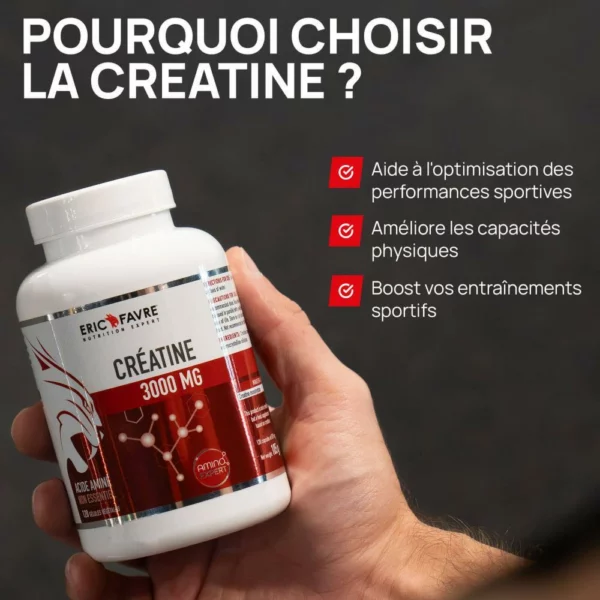 Créatine Monohydrate 3000mg – 120 Gélules – Eric Favre