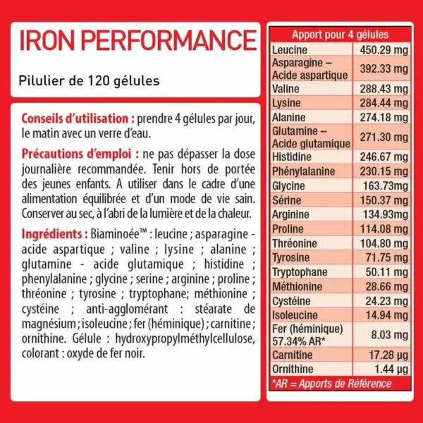 Iron Performance E.A.A – 120 Gélules – Eric Favre