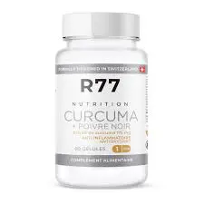 CURCUMA + Poivre Noir – 60 Gélules – R77® Nutrition