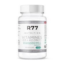 Vitamine D3 + K2 (MK7) – 90 Gélules – R77® Nutrition