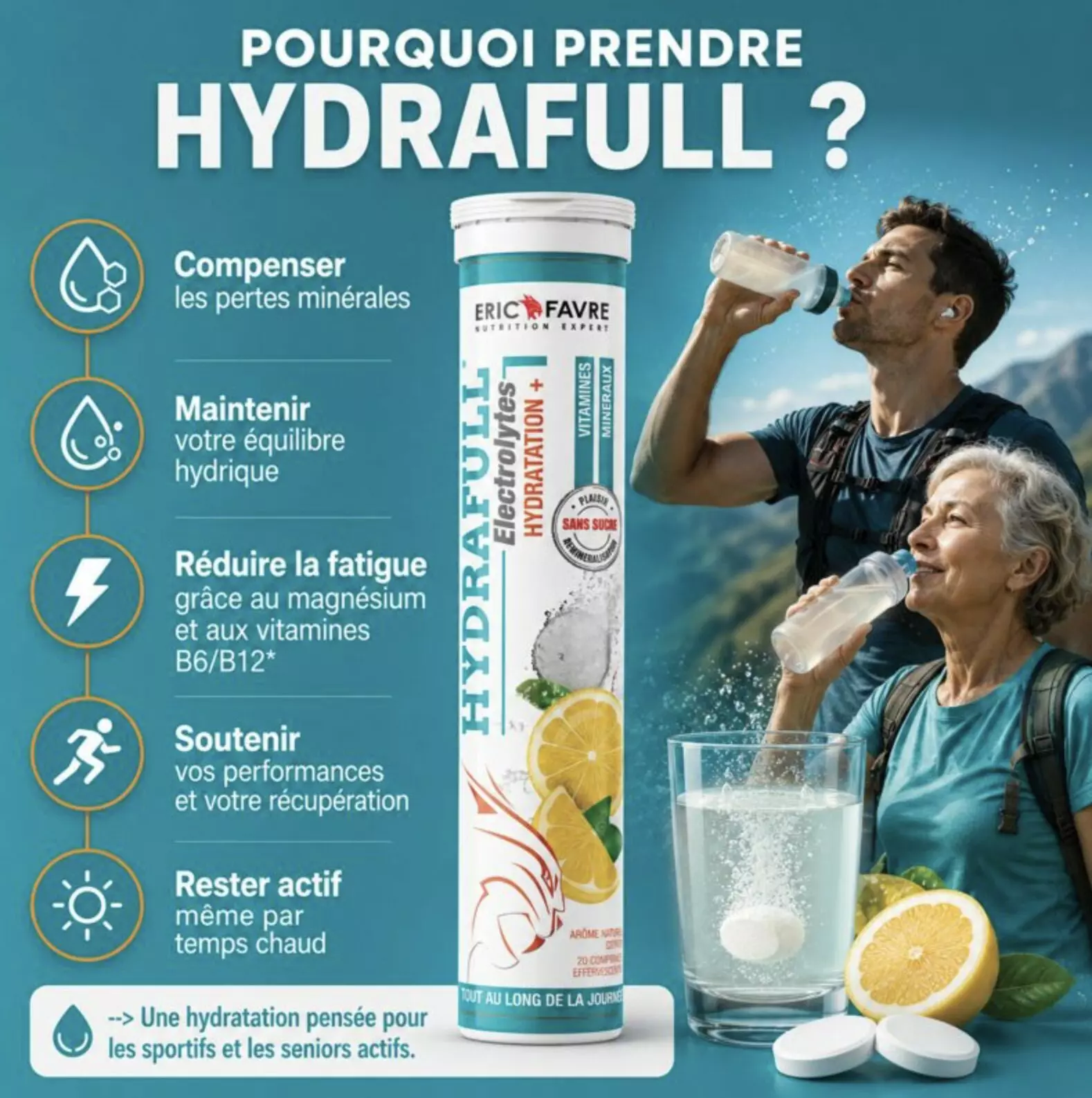 Hydrafull Electrolytes – 20 Comprimés Effervescents – Eric Favre Hydrafull Electrolytes – 20 Comprimés Effervescents – Eric Favre