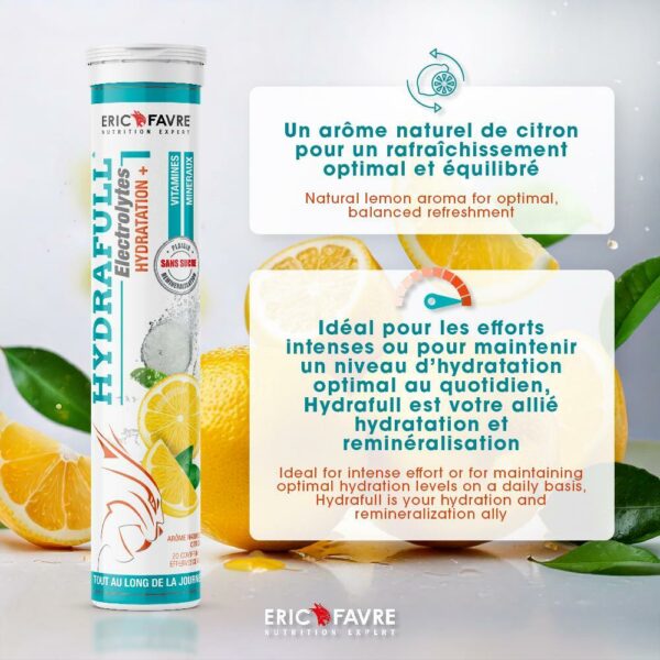 Hydrafull Electrolytes – 20 Comprimés Effervescents – Citron – Eric Favre