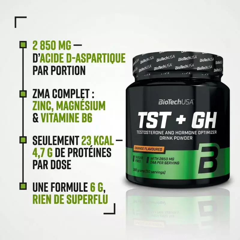 Booster de Testostérone TST + GH – 300g – Saveur Orange – Biotech USA Booster de Testostérone TST + GH – 300g – Saveur Orange – Biotech USA
