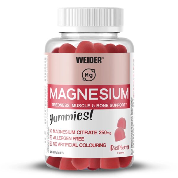 Magnesium Gummies – 48 gummies – Raspberry – Weider