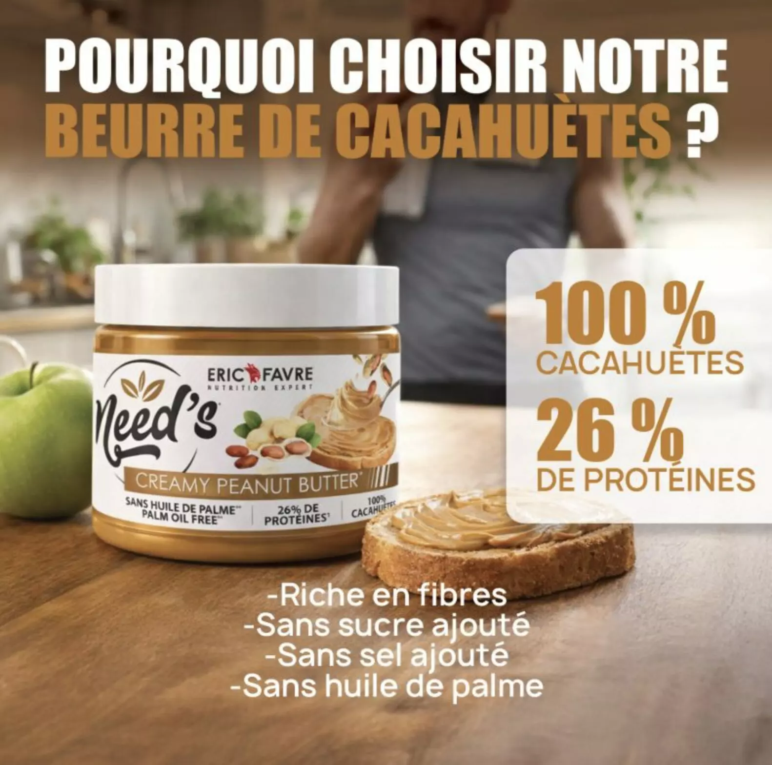 Creamy Peanut Butter Need’s – 500g – Eric Favre Creamy Peanut Butter Need’s – 500g – Eric Favre