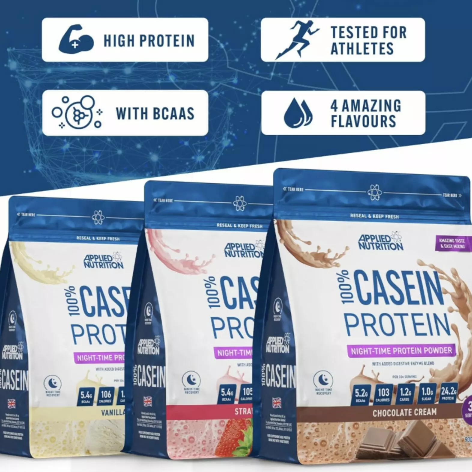 100% Casein Protein – 900g – Applied Nutrition 100% Casein Protein – 900g – Applied Nutrition