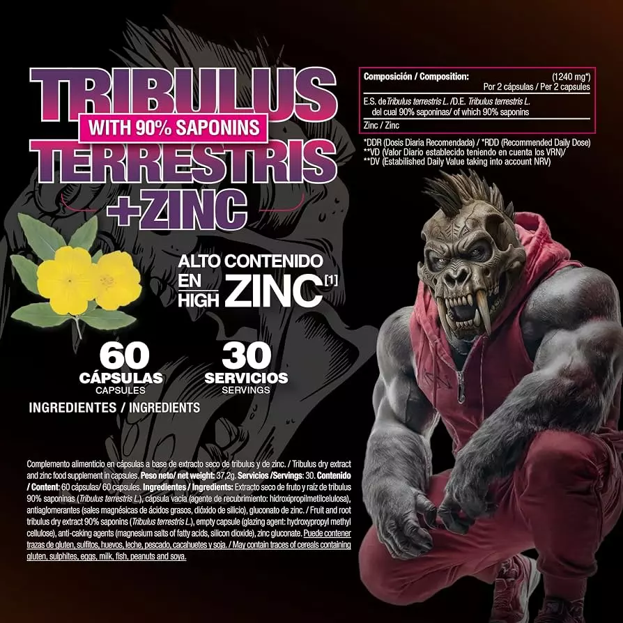 Tribulus Terrestris + Zinc – 60 Gélules – Zoomad Labs Tribulus Terrestris + Zinc – 60 Gélules – Zoomad Labs