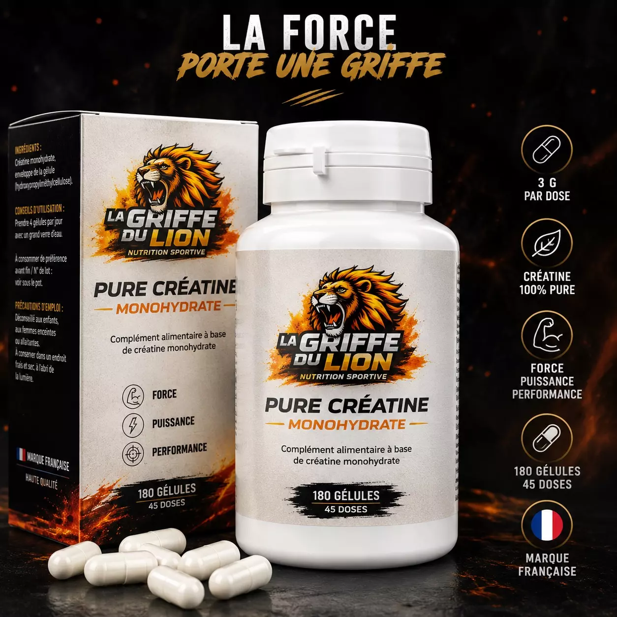 La Griffe du Lion Pure Créatine – 180 gélules – SPC Nutrition La Griffe du Lion Pure Créatine – 180 gélules – SPC Nutrition