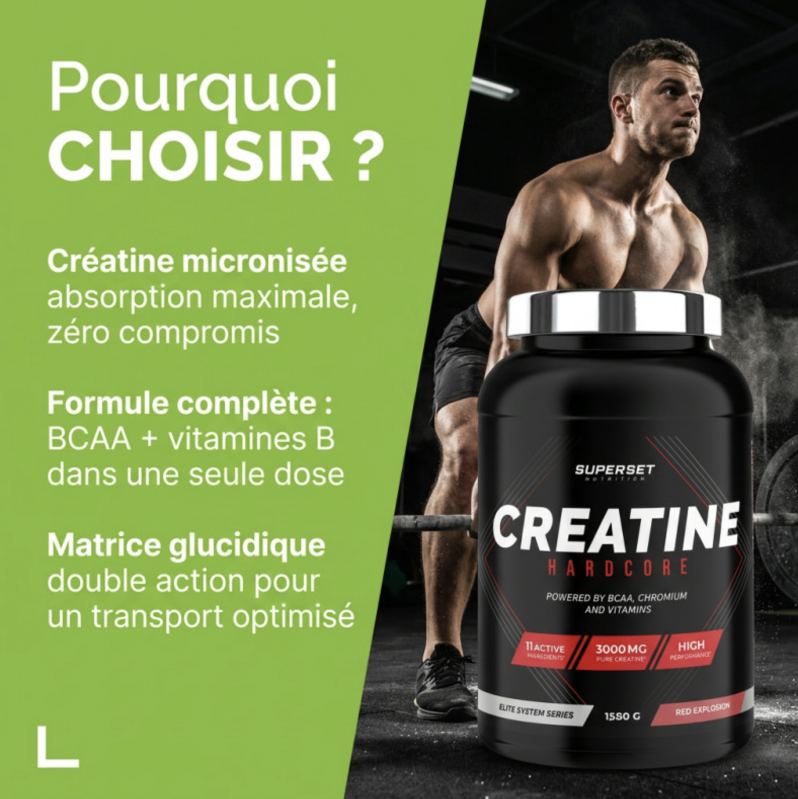 Créatine Hardcore – 1500g – Superset Nutrition Créatine Hardcore – 1500g – Superset Nutrition