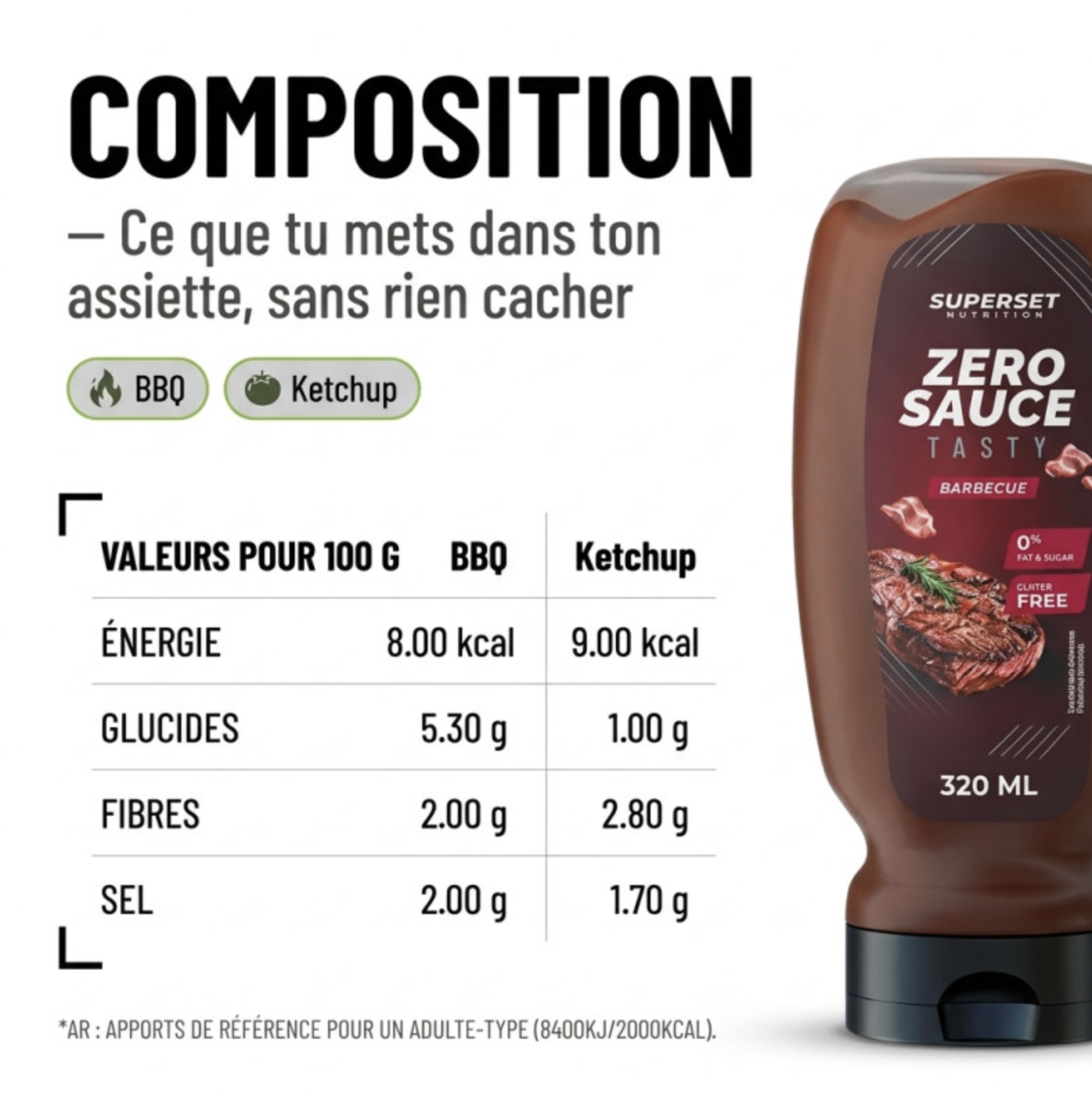 Tasty Zéro Sauce – 320ml – Barbecue – Superset Nutrition Tasty Zéro Sauce – 320ml – Barbecue – Superset Nutrition