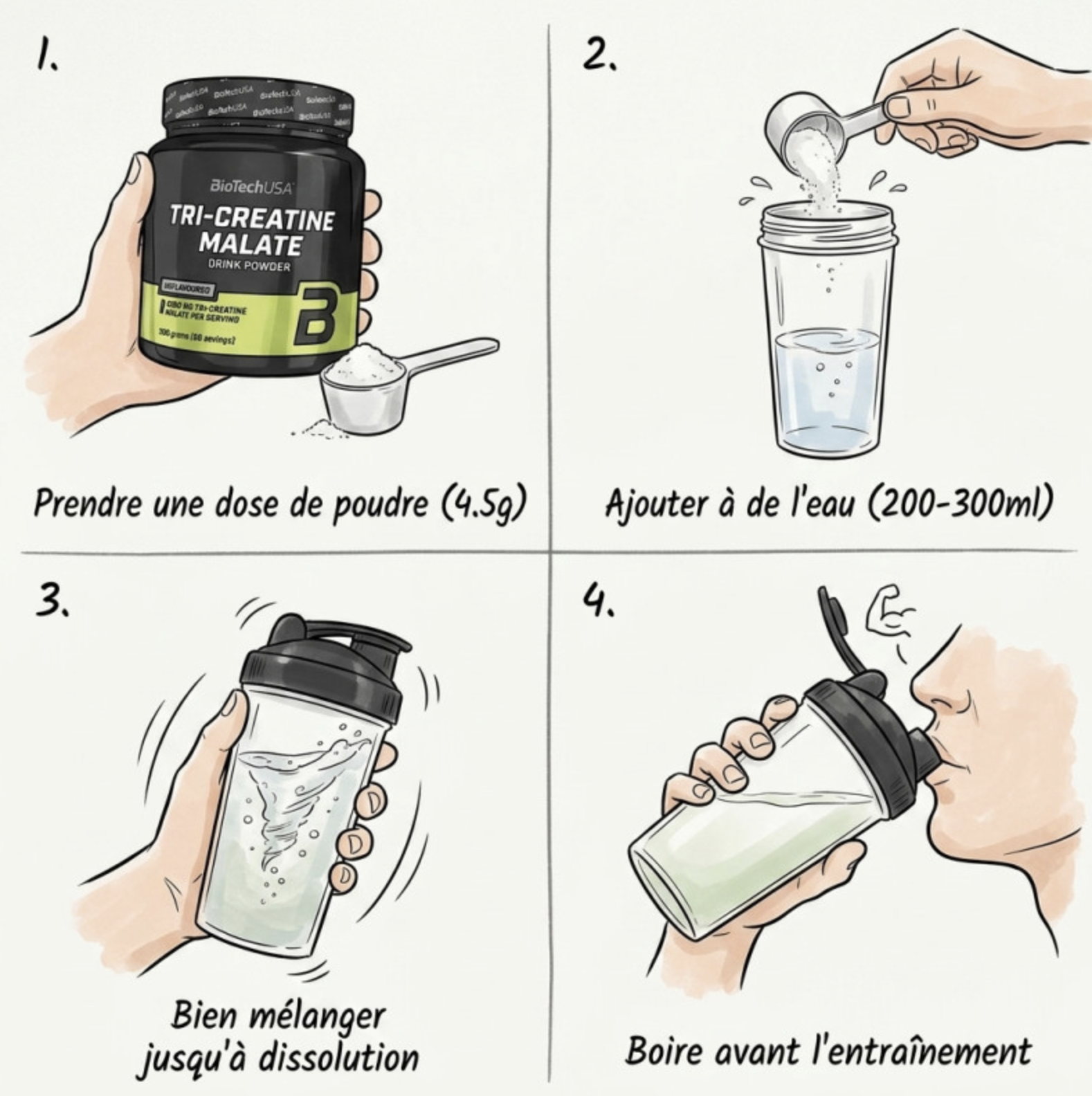 Tri-créatine Malate – Neutre – 300g – BiotechUSA Tri-créatine Malate – Neutre – 300g – BiotechUSA