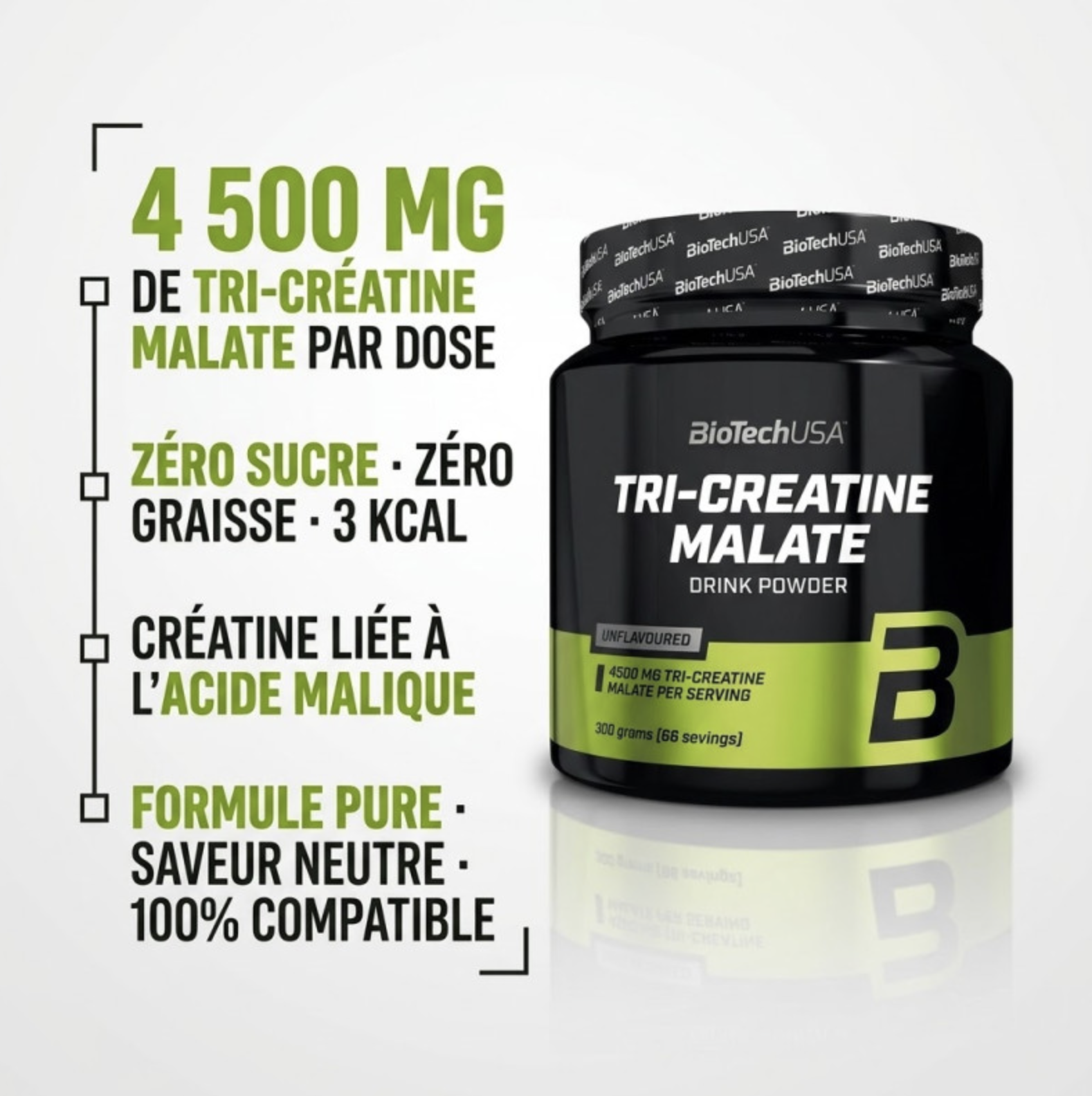 Tri-créatine Malate – Neutre – 300g – BiotechUSA Tri-créatine Malate – Neutre – 300g – BiotechUSA
