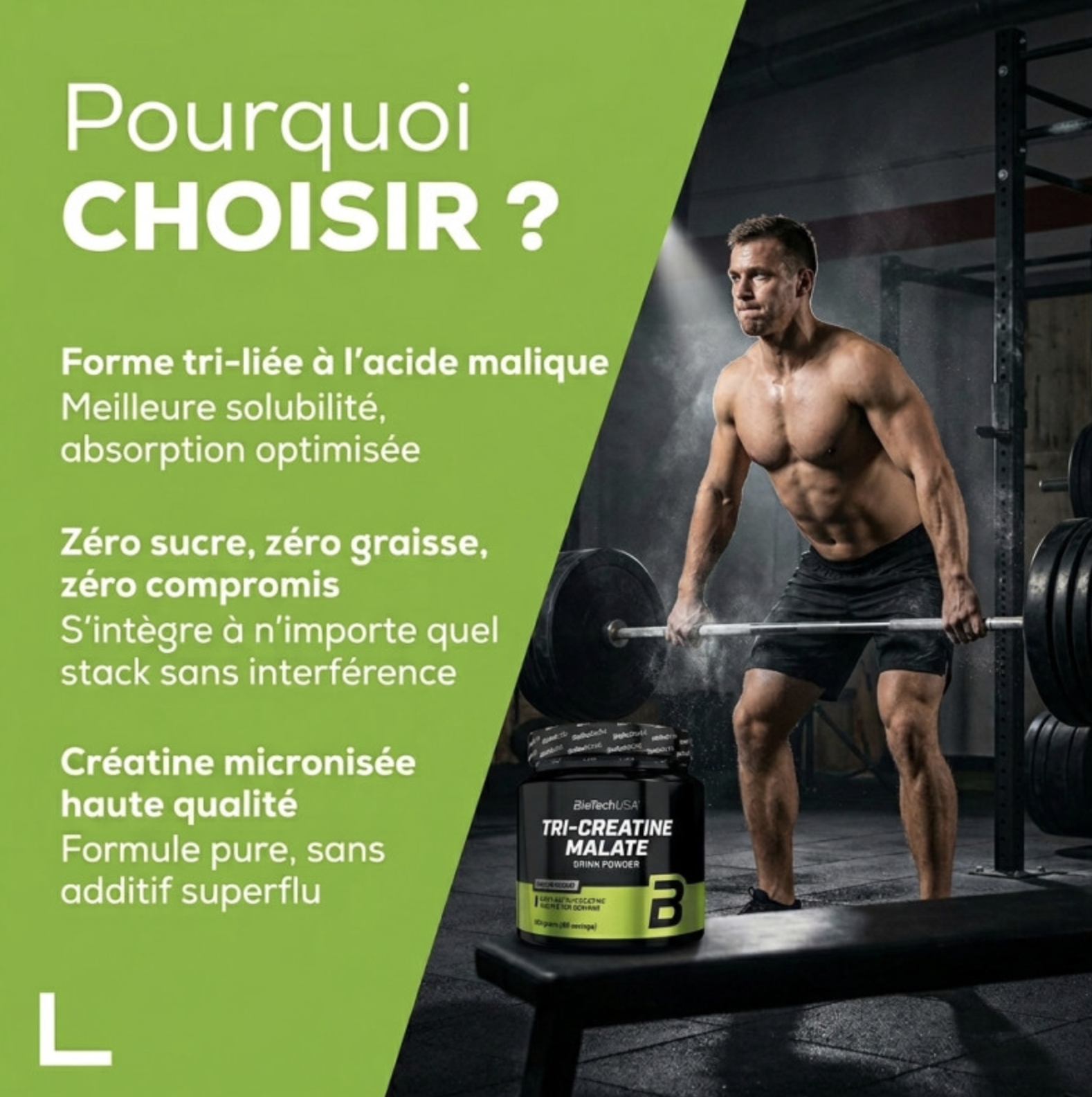 Tri-créatine Malate – Neutre – 300g – BiotechUSA Tri-créatine Malate – Neutre – 300g – BiotechUSA