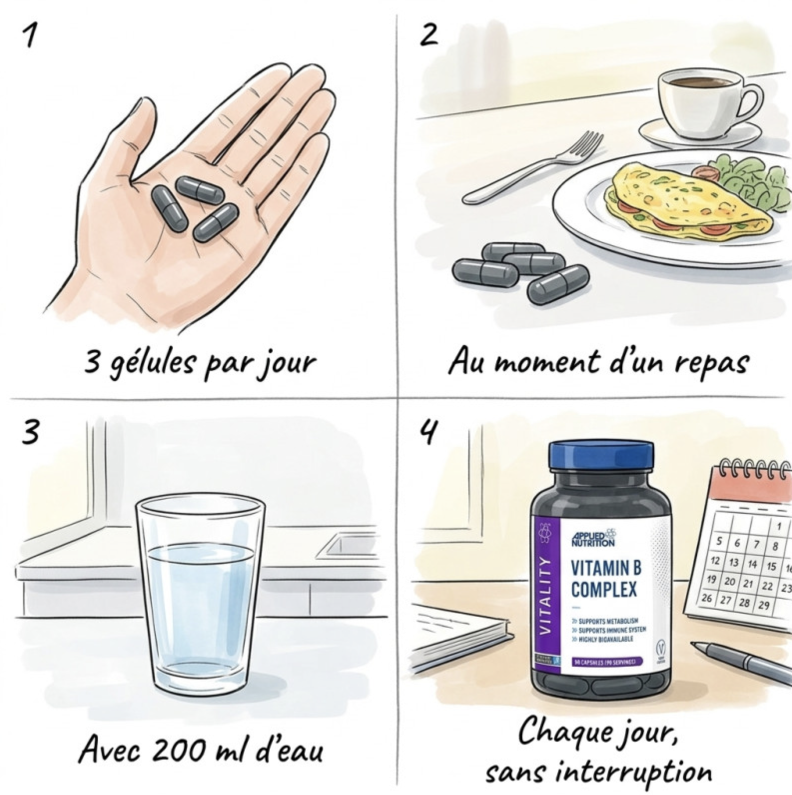 Vitamin B Complex – 90 Gélules – Applied Nutrition Vitamin B Complex – 90 Gélules – Applied Nutrition
